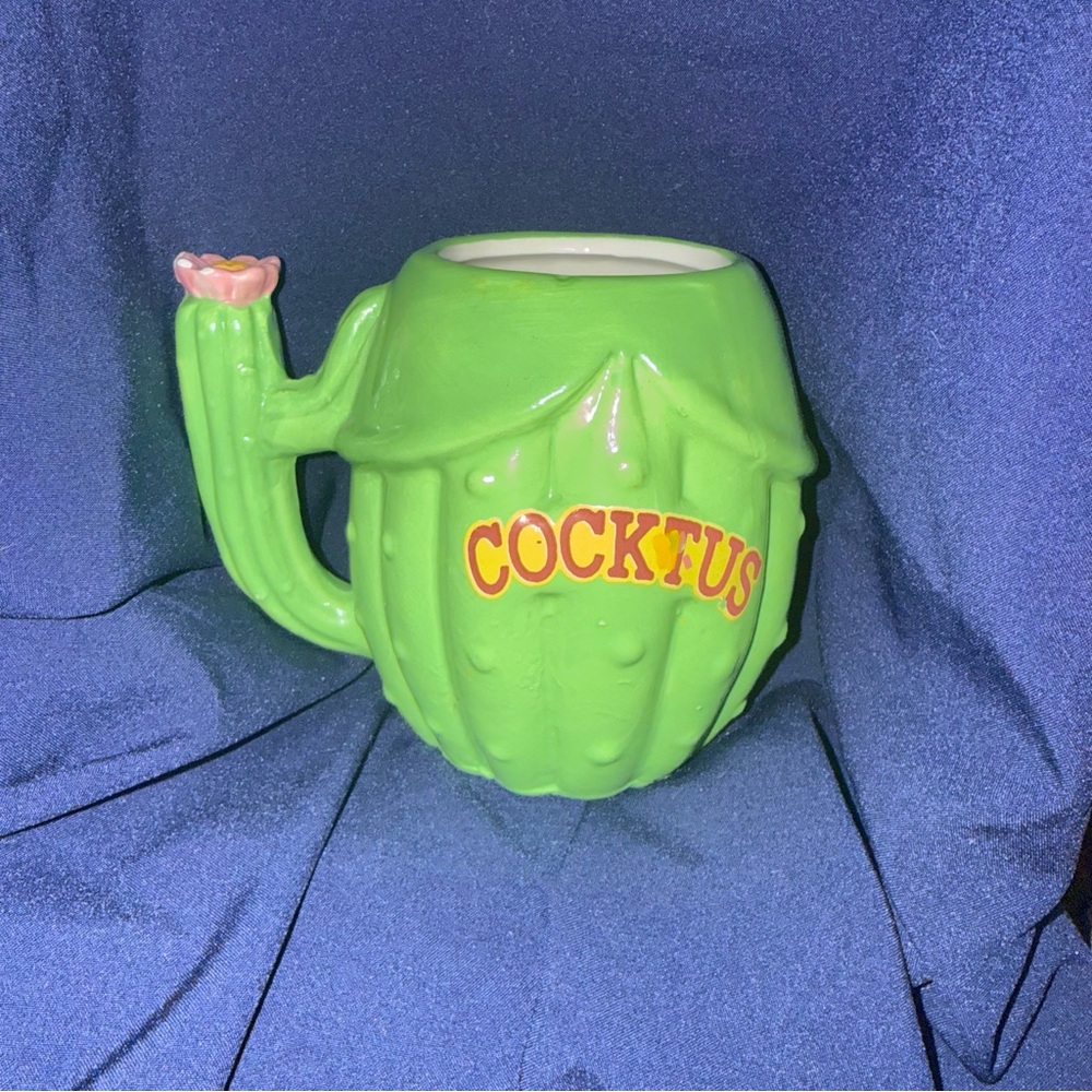 Spencer's Vibrant Cactus Mug with Pink Flower